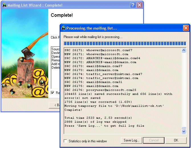 Mailing List Wizard Screenshot